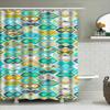 Brightly Colored Geometric Shower Curtain For Bathroom Decor Modern Waterproof Fabric With Hook Rings Set (Blue/White/Green)