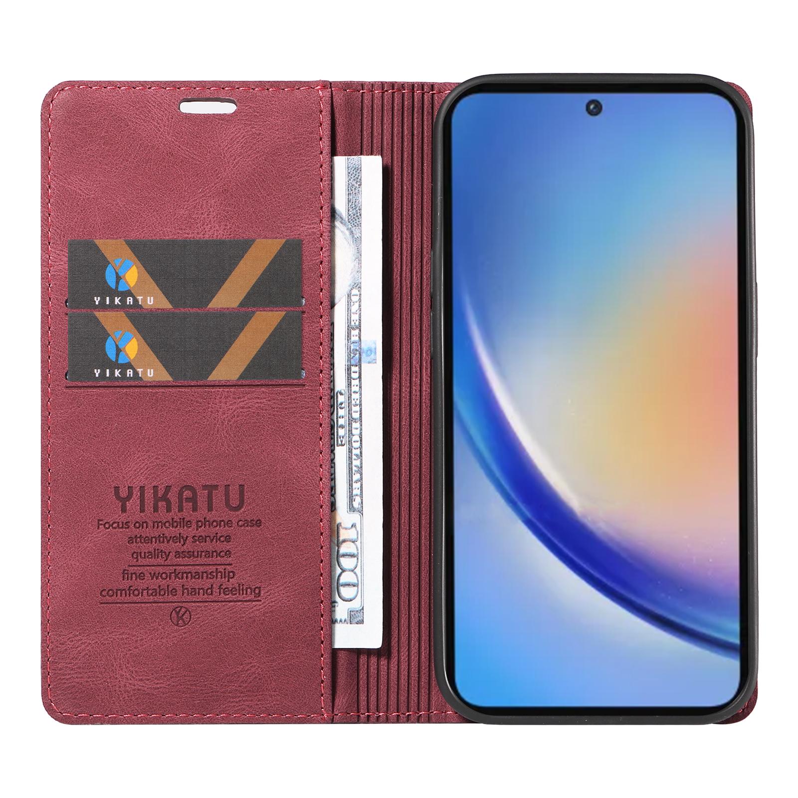 

For Samsung Galaxy A35 5G Strong Magnetic Case PU Leather Wallet Cover Blue