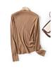 Machine washable seamless 100% wool V-neck women's base layer cardigan - elegant, slimming innerwear top BN675.