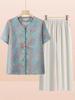 Mom's Chinese-Style Short-Sleeve Summer Top Set for Middle-Aged and Elderly Women