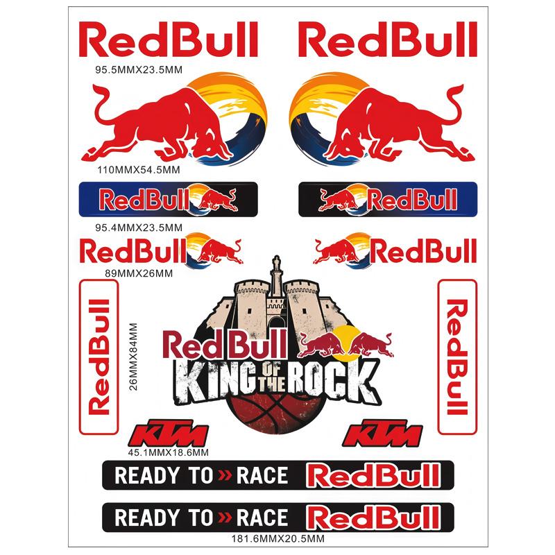Motorcycle Stickers, Red Bull Events Sponsored Stickers, Plastic Helmet, Car Body, Homemade Decorative Waterproof Sunscreen Stickers Tank