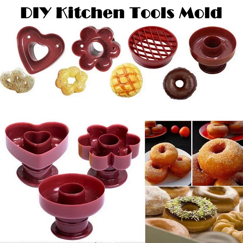 Fudge Donut Maker Cutter Cake Mold Flower Heart Shape Cake Bread Dessert Bakery Mould Jelly Mold Chocolate Mold Baking Tools