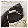 Fashion Double Pocket Shoulder Bag Glossy PU Leather Top Handle Bag Zipper Solid Color Underarm Bag Women
