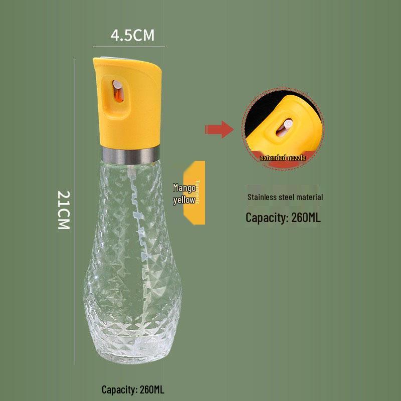 260ml Glass Press-Type Oil and Water Spray Bottle - Non-Drip, Transparent Kitchen and Watering Can.