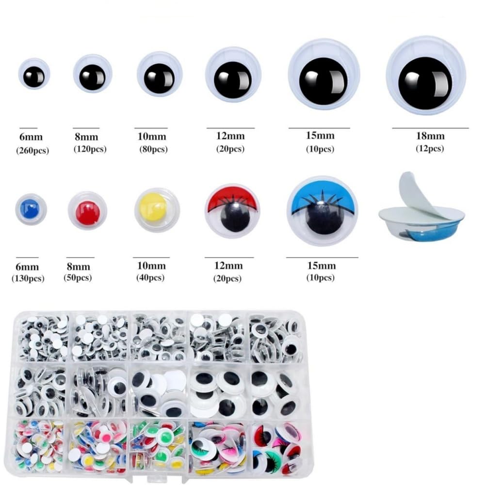 750pcs Stuffed Animal Eye Parts, Eyeball Parts, Eye Dolls, Black Eyes, Moving Eyes, Googly Eyes, Eye Parts, Eye Stickers, Craft Parts, DIY Sewing