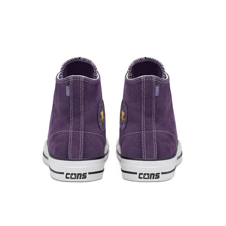 Converse Chuck Taylor All Star Skate Pro Hi Suede Versatile Comfortable Casual Lightweight High-Top Canvas Shoes Unisex Sneakers White Purple 166021C
