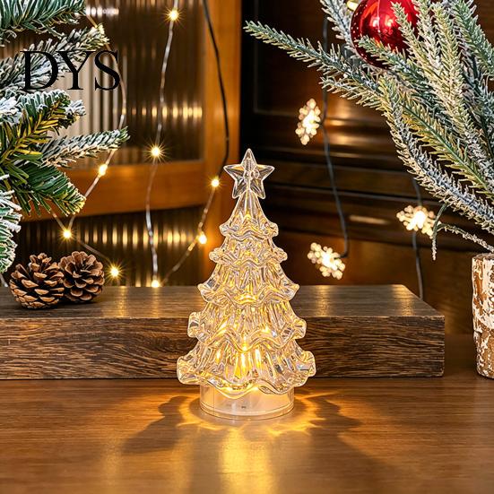 Elegant Festive Lighting LED Christmas Tree Night Light with Star, Glowing Romantic Atmosphere Light, Battery Party Table Decor Operated Xmas
