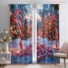 2pcs,2D Plane Printing Pattern Curtains Christmas Candy Snow Trees (2) 100% Polyester (without Rod) Holiday Use for Bedroom,