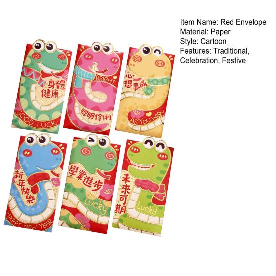 6Pcs Red Envelopes 2025 Chinese Lunar New Year Red Pocket Year of The