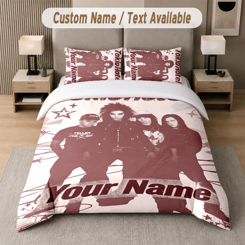 Tokio Hotel 3Pcs Bedding Set, Personalized Custom Name Text, 1 Duvet Cover & 2 Pillowcases For Bedroom