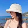 Hat women's summer high-end straw straw hat new breathable bucket hat outdoor sunshade sun protection hat