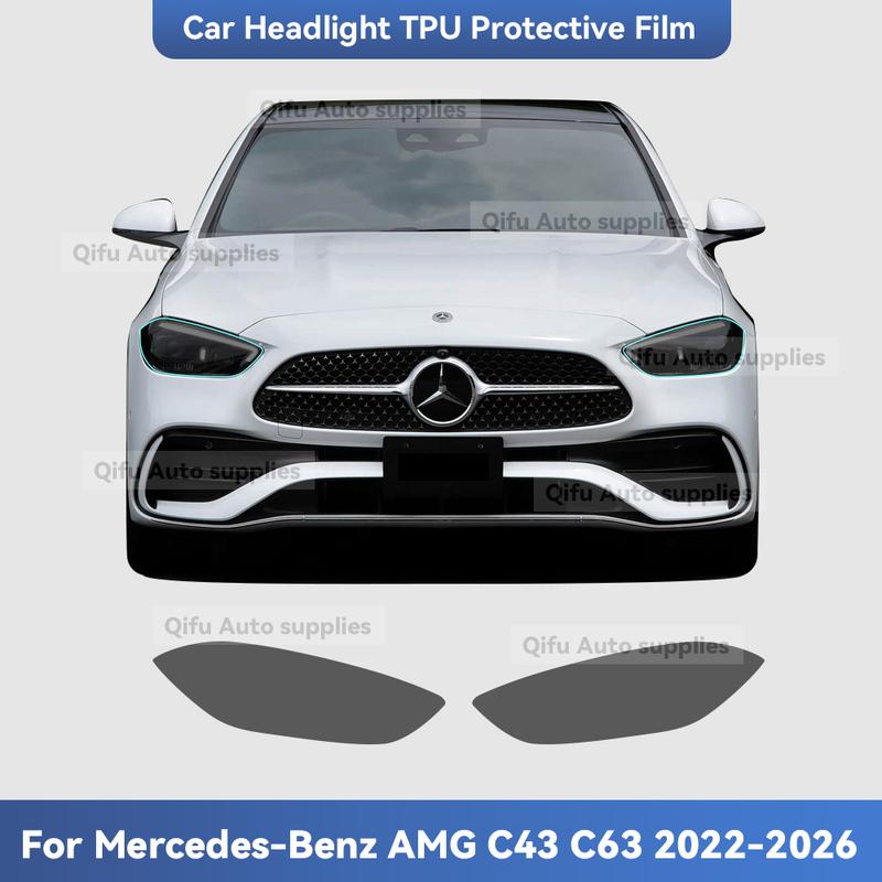 For Mercedes Benz AMG C Class C43 C63 -2026 TPU Headlight Anti-Scratch Modification Color Changing Protective Film