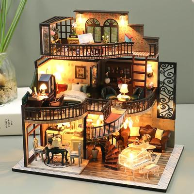 Puppenhaus Miniatur DIY Holz Puzzle Puppenhaus Kreative Handarbeit Handwerk Heimdekoration Kinderspielzeug Geburtstagsgeschenke