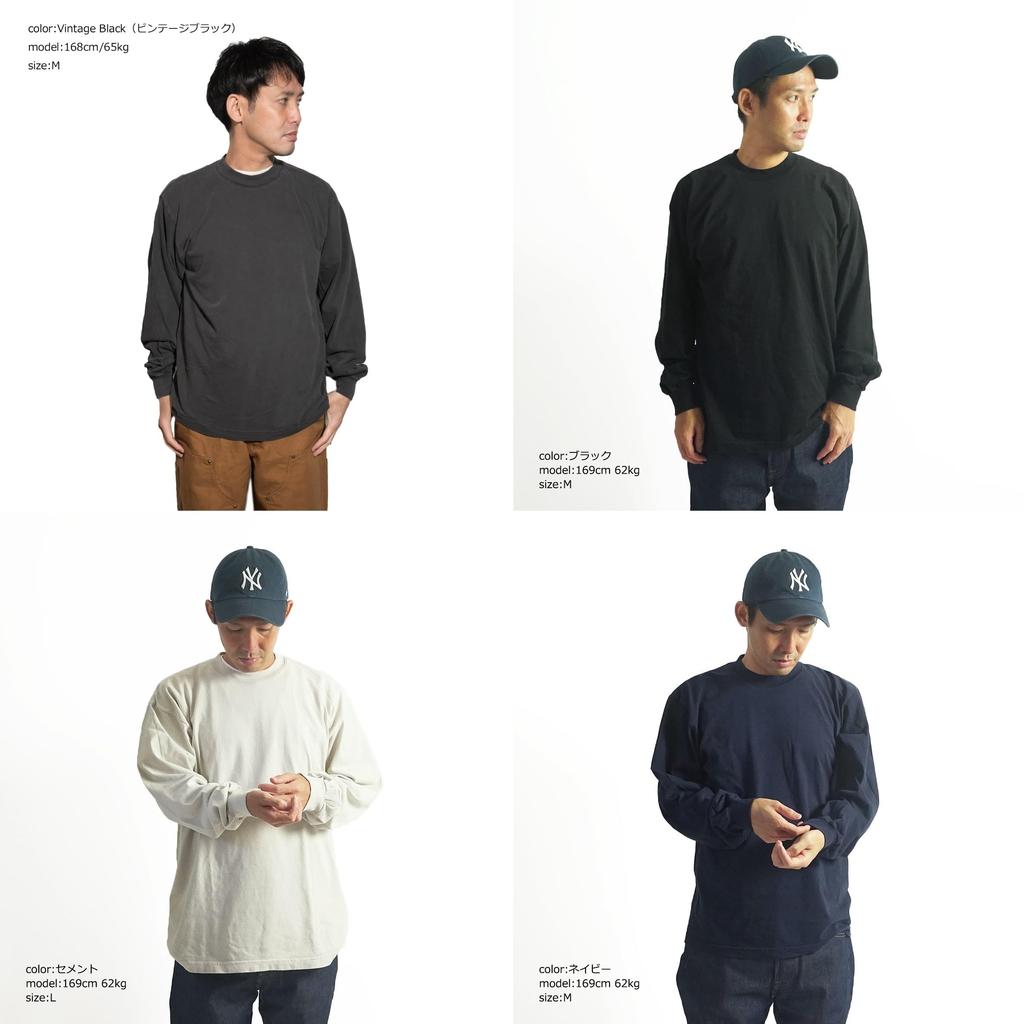 Los Angeles Apparel 1807GD oz Garment Dyed Crew Neck Long Sleeve Size L 6.5 T-Shirt, Navy,