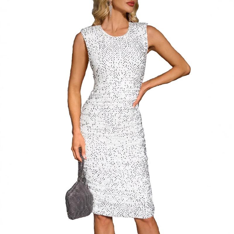 Fashion Women's Sleeveless Style Slim Slit Sequin Dress