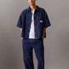 Calvin Klein Jeans Minimalist Label Patch Pocket Vintage Loose Denim Short Sleeve Shirt Men shirts Dark-Blue J325553-1BJ