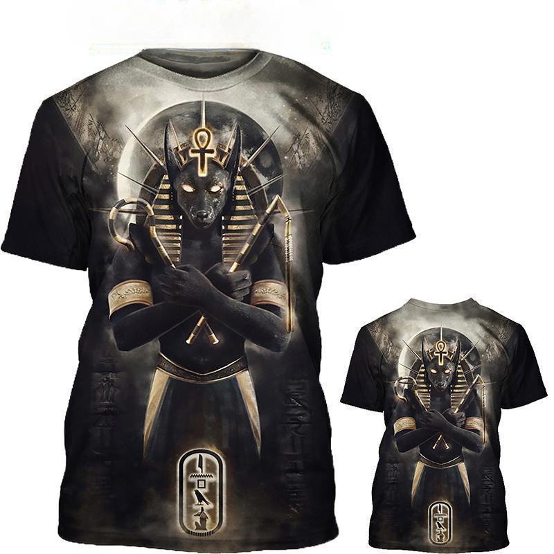 Ancient Egyptian Pharaoh 3D Digital Printed Pattern T-shirt Retro Style Men's Loose T-shirt