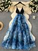 Abiti da sera sexy per feste di lusso Cinturino per spaghetti con scollo a V Abito da donna scava fuori senza schienale Estetico Abito lungo in organza lungo estetico