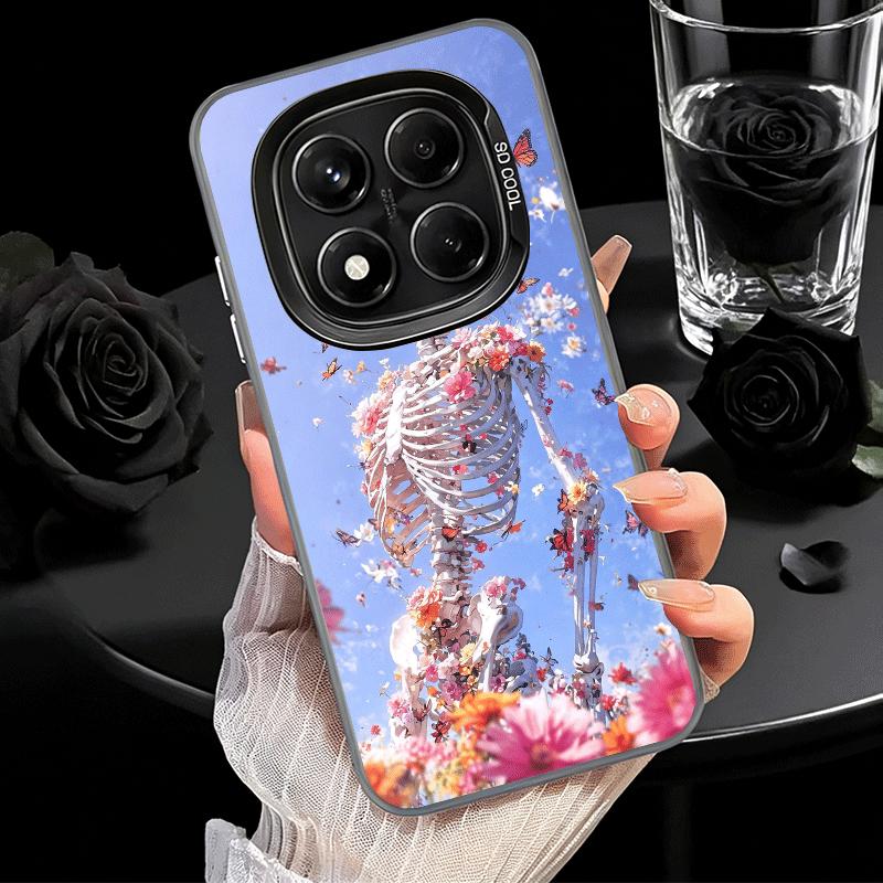 Floral Skull Flower Skeleton Shockproof Phone Case for Xiaomi Redmi Note 15 14 13 12 Pro Plus 11 11S 11T 5G Cover Anti Fall Fund