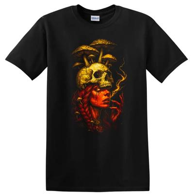 Skull Mushroom Witch Art T Shirt Dark Urban Streetwear Graphic Tee