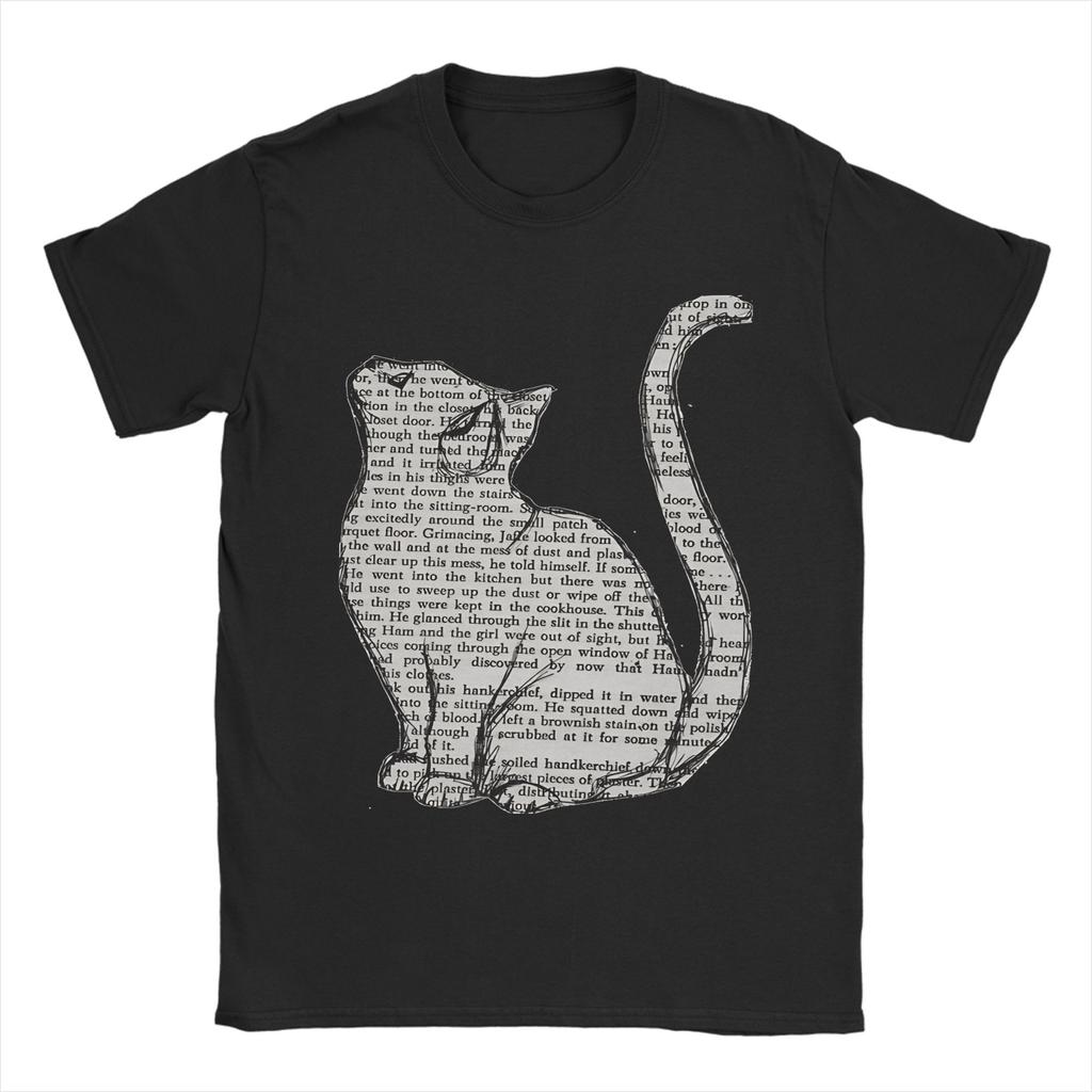 books and cats and books and cats T Shirt Beach Trendy Cool T Shirts Unisexs Cotton Crewneck Clothes Short Sleeve YK Retro Tops