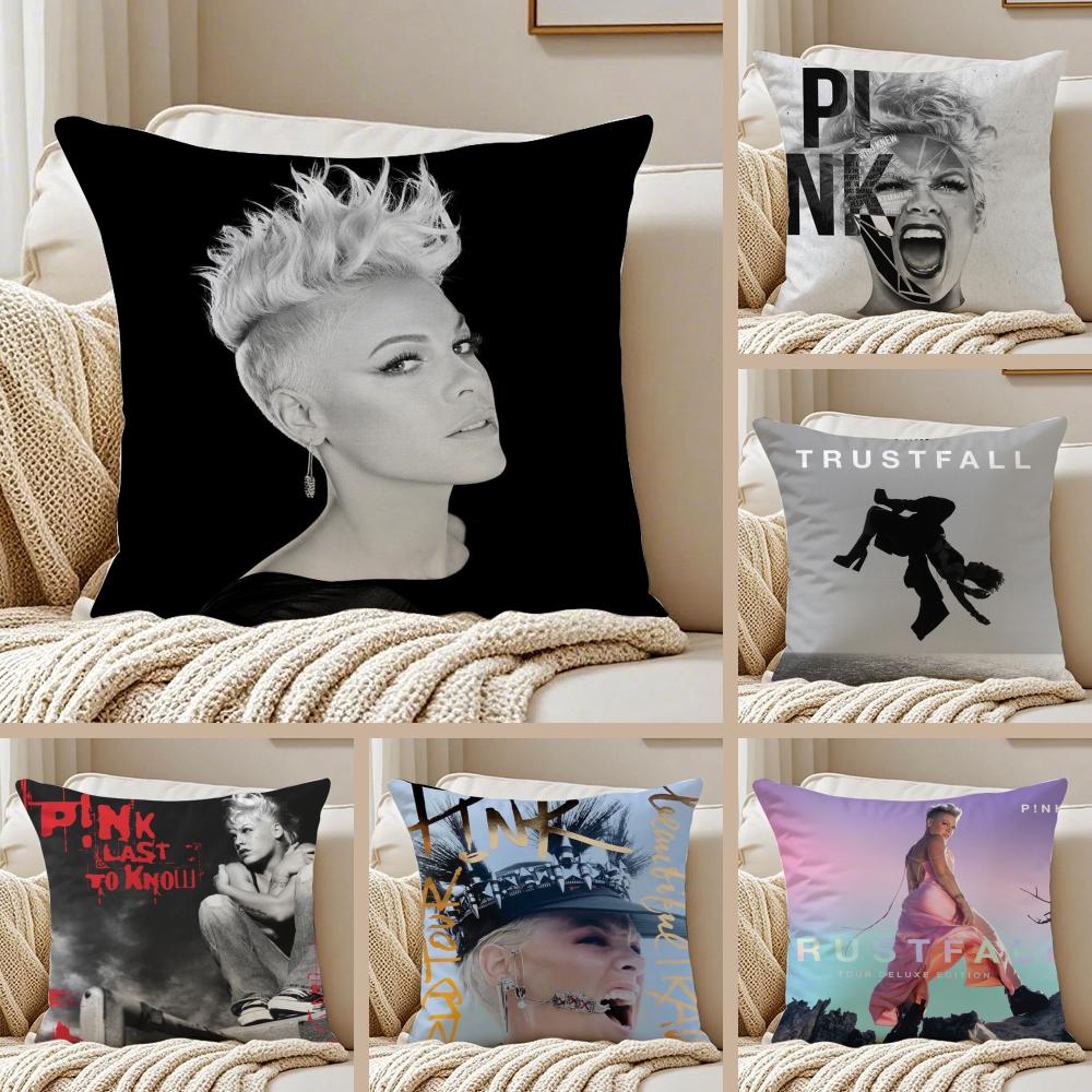 Pink Trustfall Pnk Singer Cushion Cover Silky Short Plush DoubleSided Printed Pillow Case for Sofa All Seasons Home Decor Gift