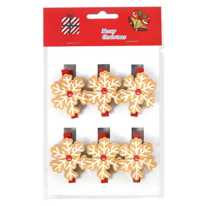 6pcs Christmas Cartoon Wooden Clips Xmas Party Photo Wall Gift DIY Decoration Handmade Crafts 2025 Christmas Home Decor New Year