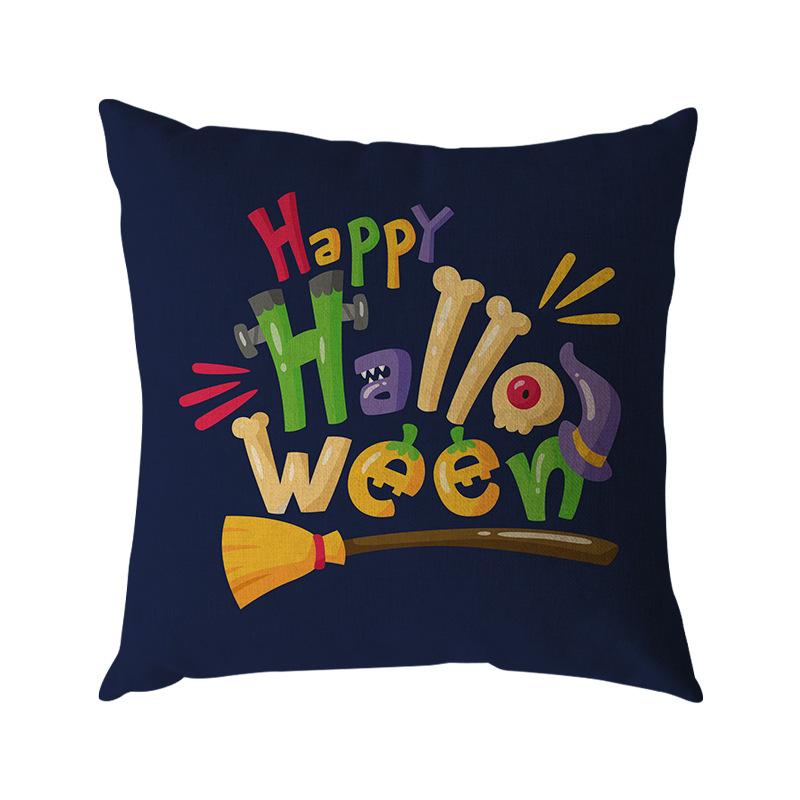 Funda de Almohada de Lino de Halloween Impresión Digital Decoración Festival de Halloween Almohada para Sofá