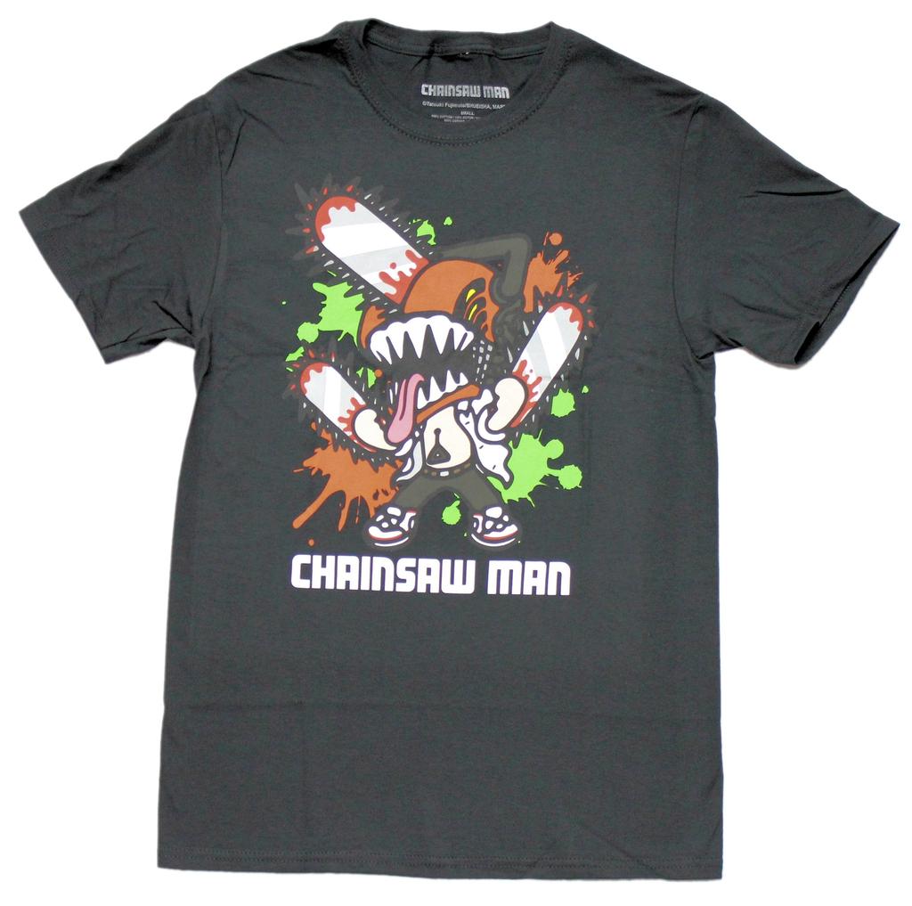 Chainsaw Man New Adult T-Shirt - Chibi Denji Paint & Blood Splatter