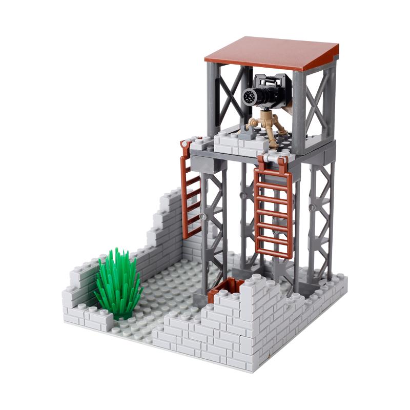 WW2 Vojenský Vojenský Bojiště Bunkr Model Stavební BlokyStrážní Věž Velitelské Stanoviště Bunkr Model Dětské Hračky Dárek