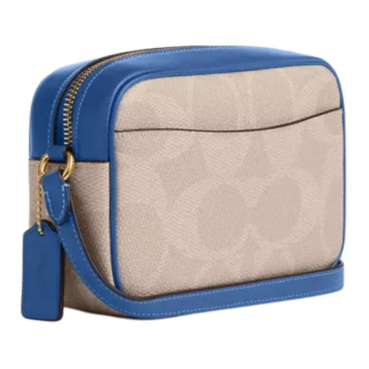 Coach Jamie 19 Logo Print Canvas Camera Bag Women Shoulder Bag White Blue CAB09-IMXIG