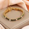 ZMZY Gold Color Women's Cubic Zirconia Stainless Steel Bracelet Adjustable Link Lightweight Non Tarnish Iced Out Chain Bracelet
