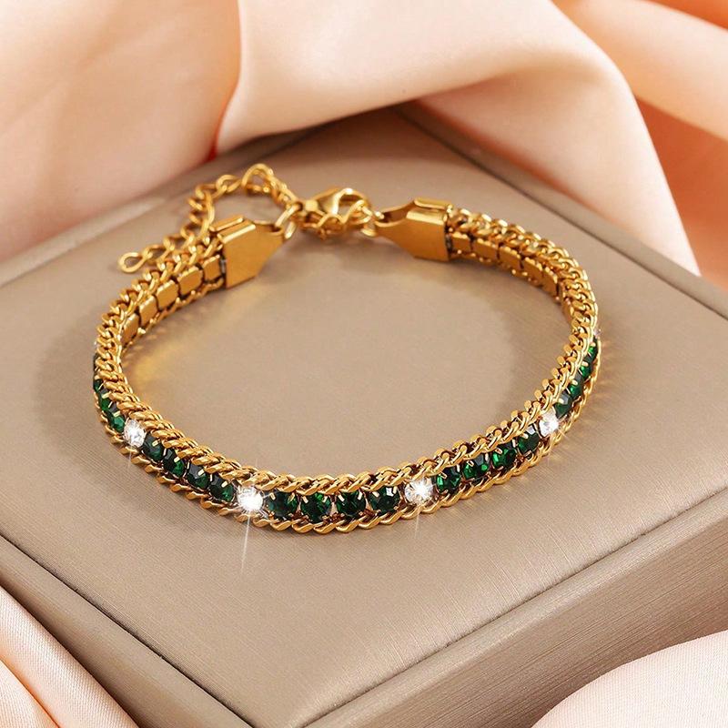 

ZMZY Gold Color Women s Cubic Zirconia Stainless Steel Bracelet Adjustable Link Lightweight Non Tarnish Iced Out Chain Bracelet Adjustable