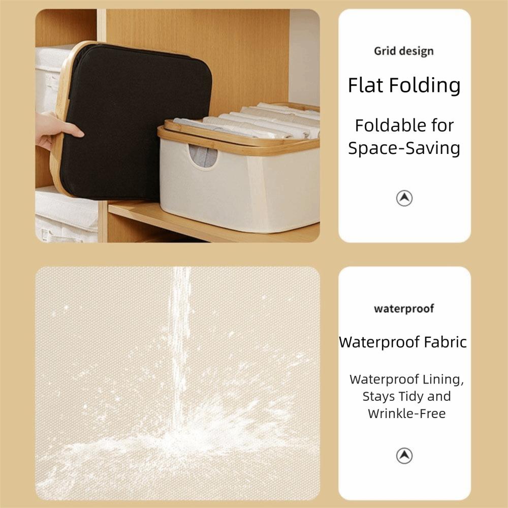 Large Capacity Folding Laundry Hamper Bamboo Handle Fabric Storage Bins  Desktop