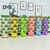 6 Tier Stackable Vertical Planter Stacking Tower Indoor Outdoor Gardening Planter with Movable Casters And Bottom Saucer for Strawberry Herb Flower