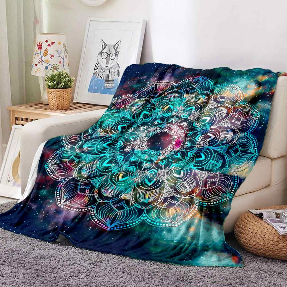 Cosmic Mandala Flannel Blanket Throw Blanket Soft Warm Sofa Bed Camping Car Home Decor Unique Christmas Gift C9301238