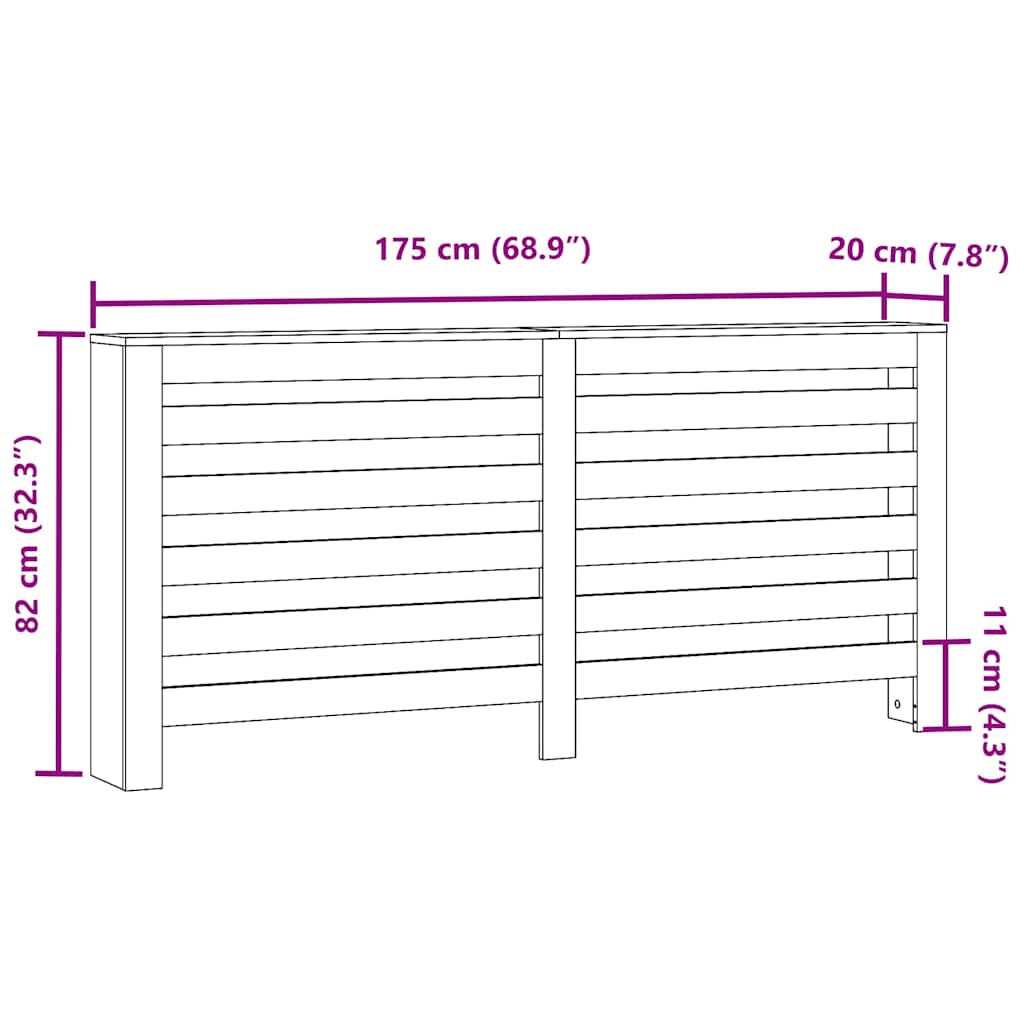Vidaxl Radiator Cover, Black, 175X20X82 Cm