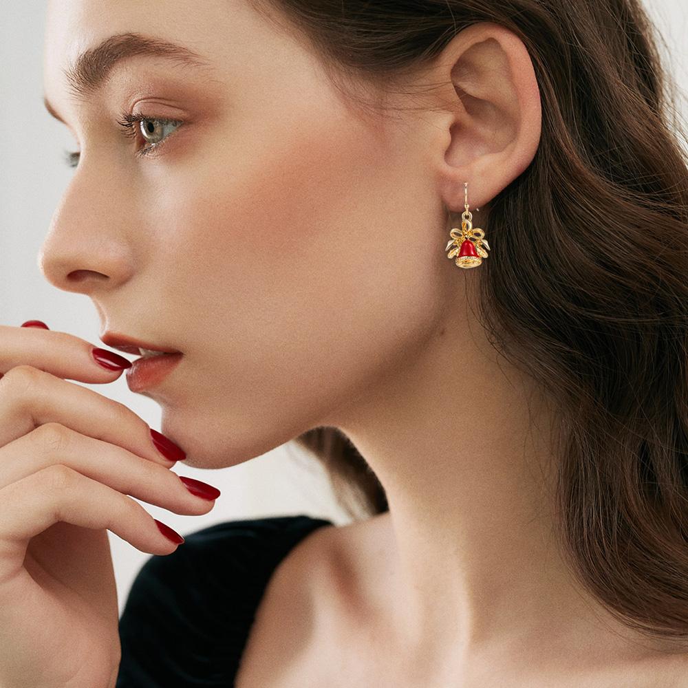 6 Piece Set Of Women Fashionable And Simple Christmas Series Christmas Tree Bells Deer Pattern Earrings Accessorie And Ornaments