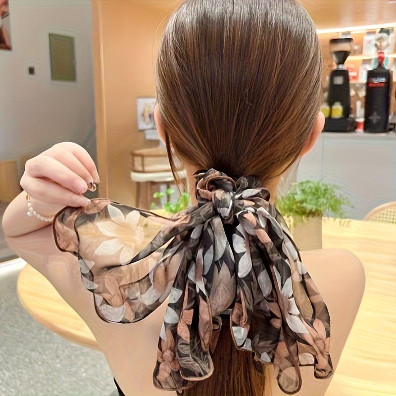 Adjustable Mixed Colors Velvet Ponytail Clip & Elegant French-Inspired Chiffon Bow Hair Tie Gift Set