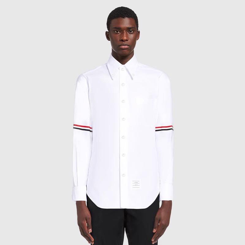 TB shirt unisex TB loose casual Oxford spinning couple simple trendy brand color stripe woven white shirt
