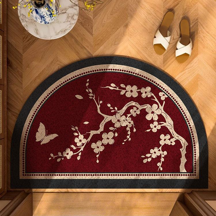 Tapis Semicirculaire Botanique Vintage, Antidérapant & Lavable, Tapis Semicirculaire Inspiré de William Morris pour la Décoration 40x60cm-Felt