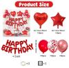 23pcs Red Happy Birthday Letter Balloons Set Love Pentagram Aluminum Film Balloon for Birthday Party Valentine's Day Decoration