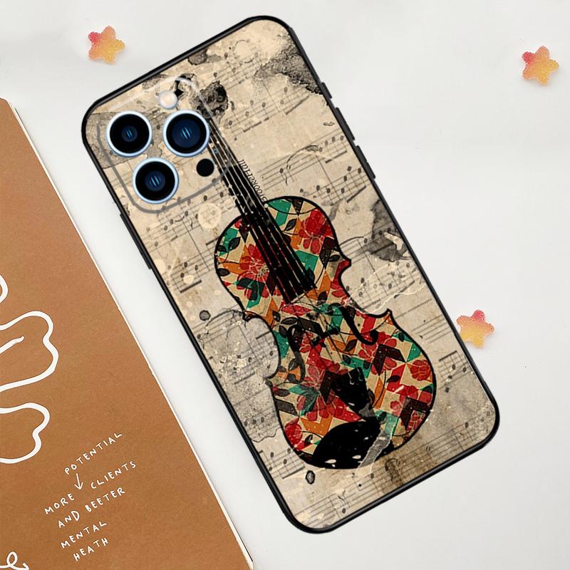 Music Violin Phone Case For iPhone 17 Pro Max 14 13 12 11 15 16 Pro Max Mini 16 Plus 16e 17 Air Funda