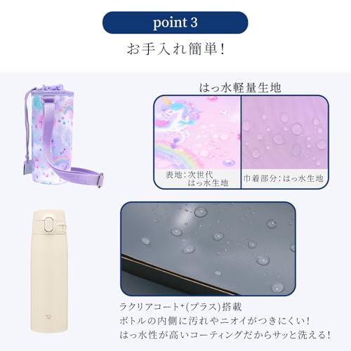 COLORFUL CANDY STYLE Stainless Steel Mug and Cover Set, 600ml, Sterling Silver & AM Marine Blue, Zojirushi Seamless Cap, Water Bottle Case, Holder, Sh