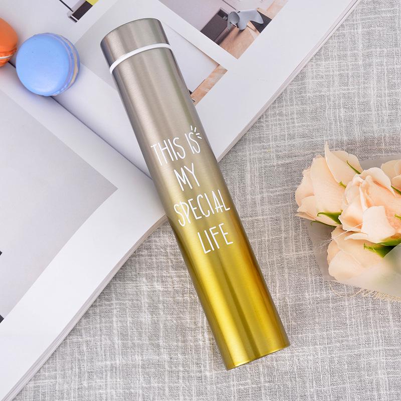 

Insulated Slim Vacuum Flasks Thermos Cup Stainless Steel Coffee Water Bottle золотий
