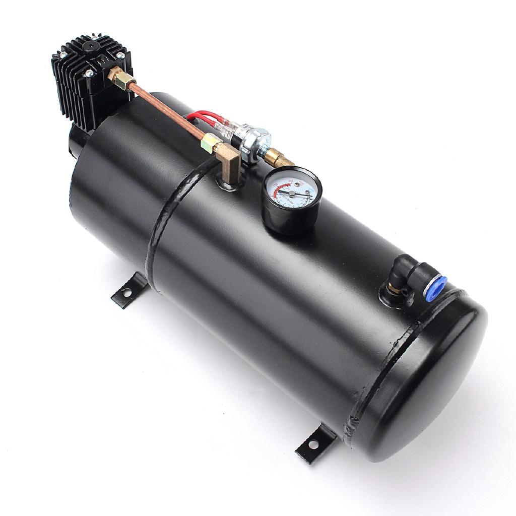 3L 150PSI Air Horn 150 BD Air Compressor and 4 Trumpet Chrome for Truck High Pressure Air