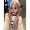 Korean Style Pink Y2K Wig: Long, Straight, Layered, Fashionable & Natural Look for Women