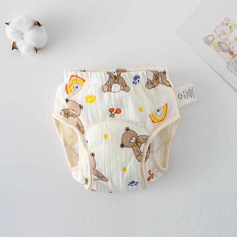 Korean Style Winged Baby Gauze Pull-up Pants: Pure Cotton Diaper Cover & Training Pants