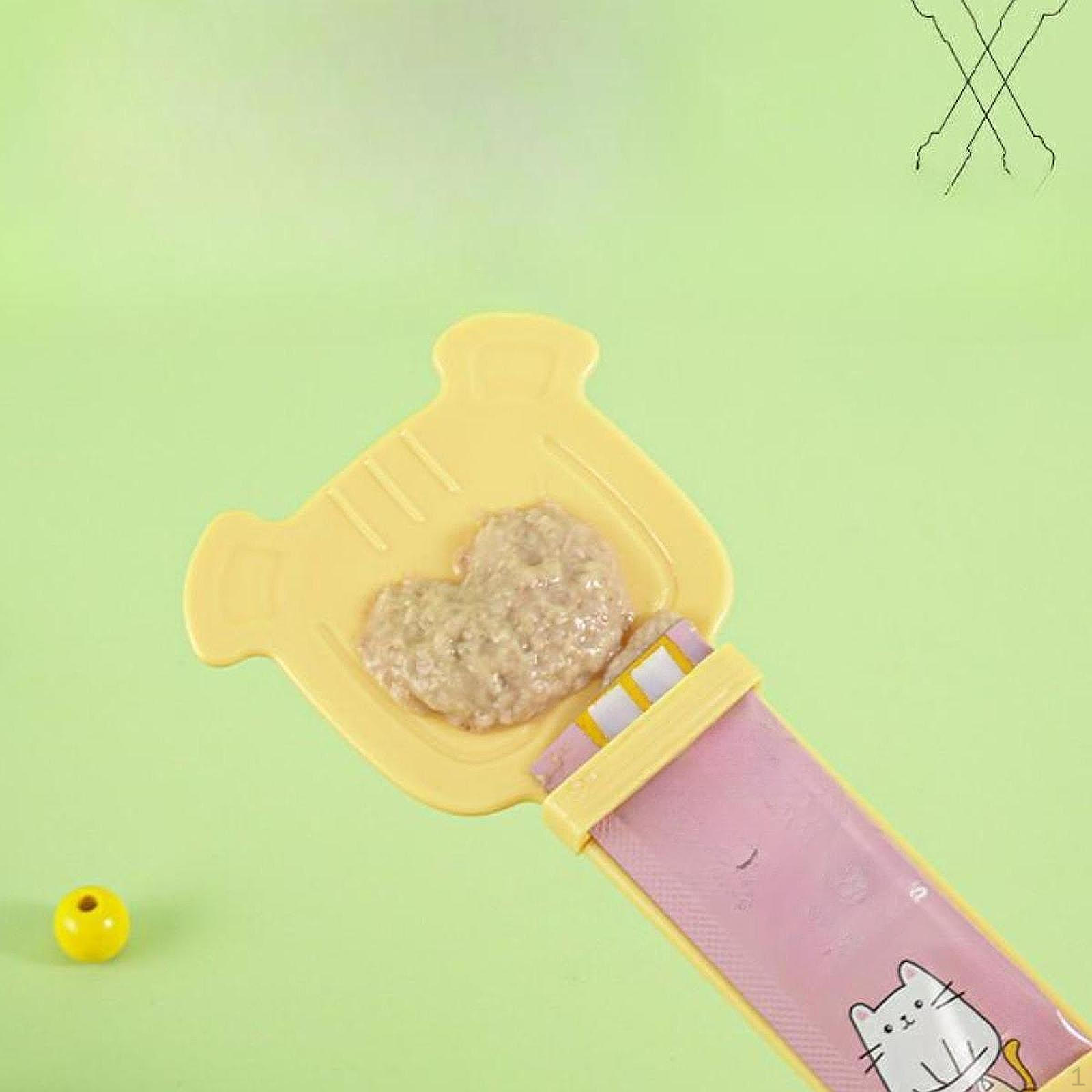 

Кошачья ложка-соковыжималка для еды, многофункциональный портативный дозатор лакомств, Stripe Snack жёлтый