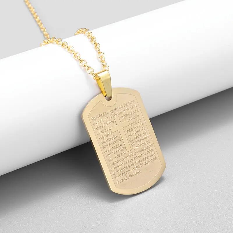Saint St. Benedict Jesus Cross Pendant Necklace Men and Women Religious Christian Catholic Amulet Stainless Steel Jewelry